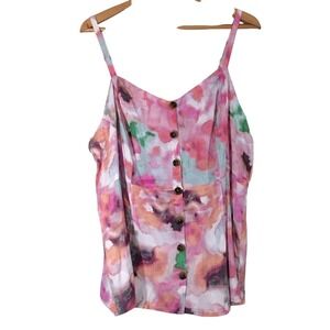 Torrid Milly Fit and Flare Watercolor Print Milkmaid‎ Sleevelss Top